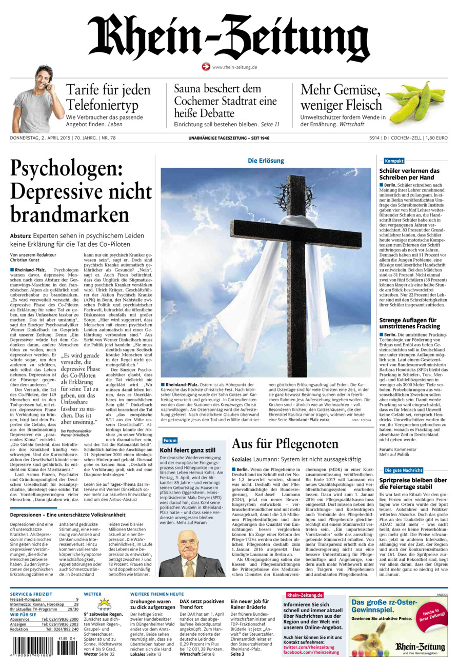 Rhein-Zeitung Kreis Cochem-Zell vom Donnerstag, 02.04.2015