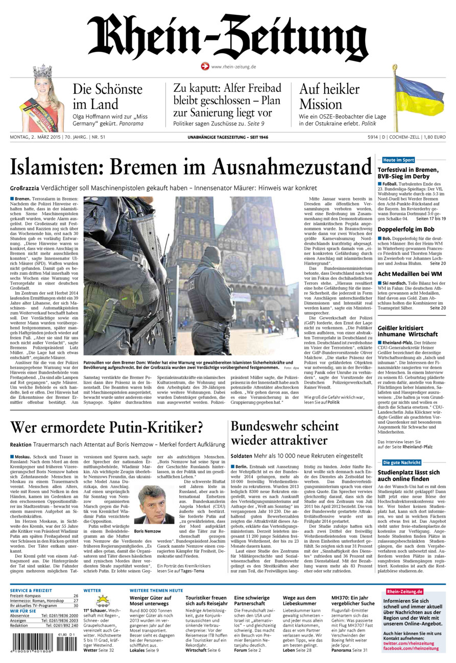 Rhein-Zeitung Kreis Cochem-Zell vom Montag, 02.03.2015