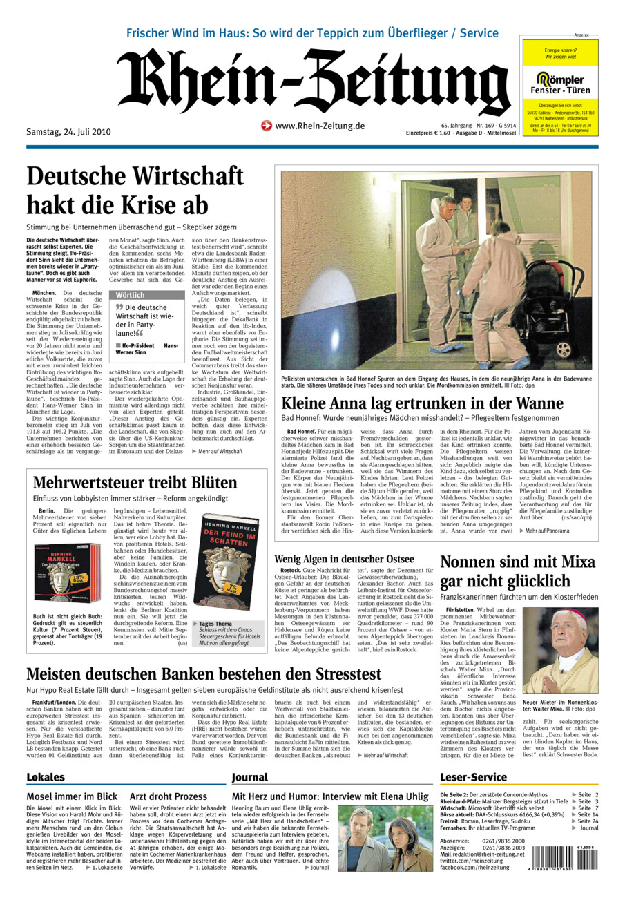 Rhein-Zeitung Kreis Cochem-Zell vom Samstag, 24.07.2010