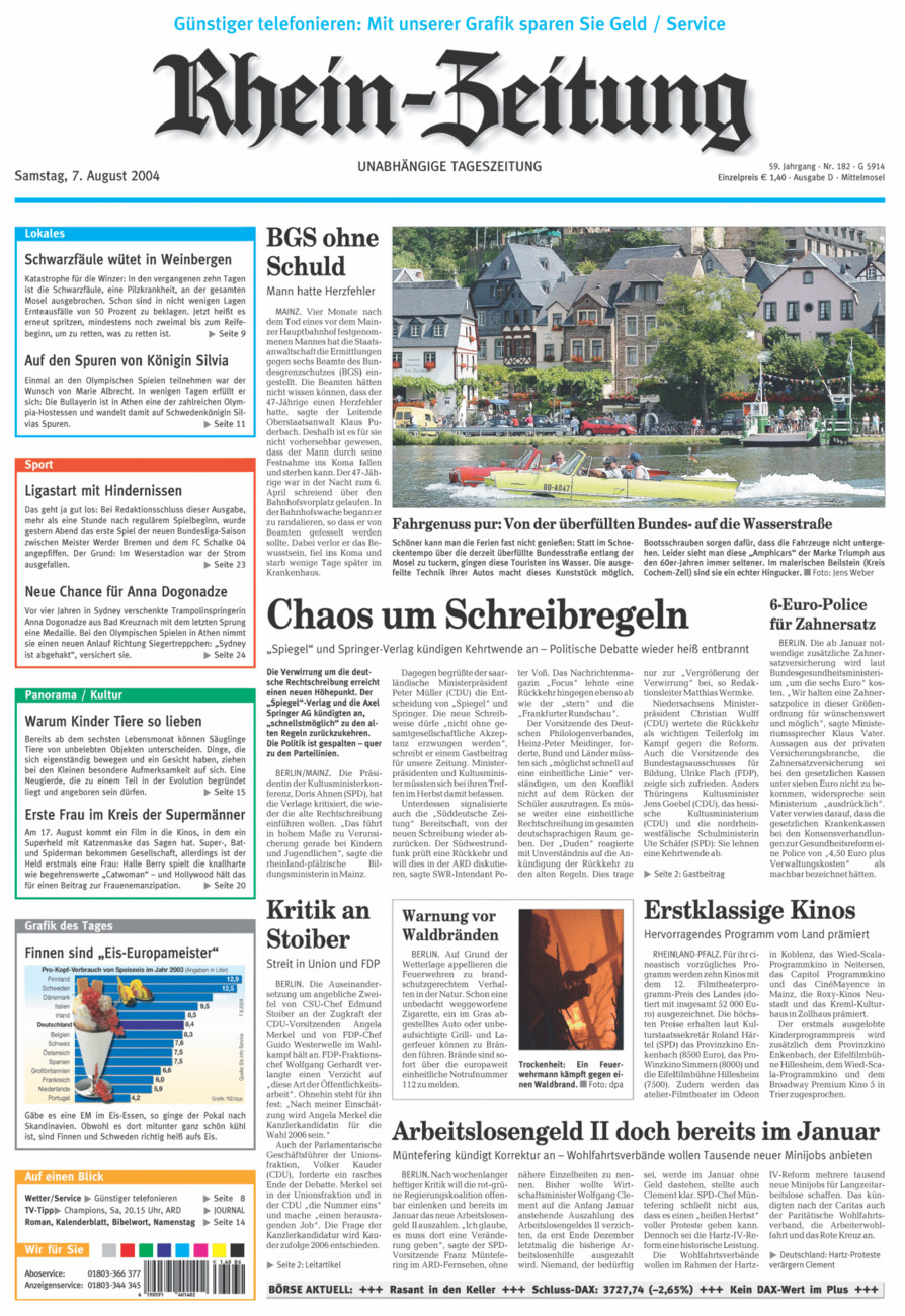 Rhein-Zeitung Kreis Cochem-Zell vom Samstag, 07.08.2004