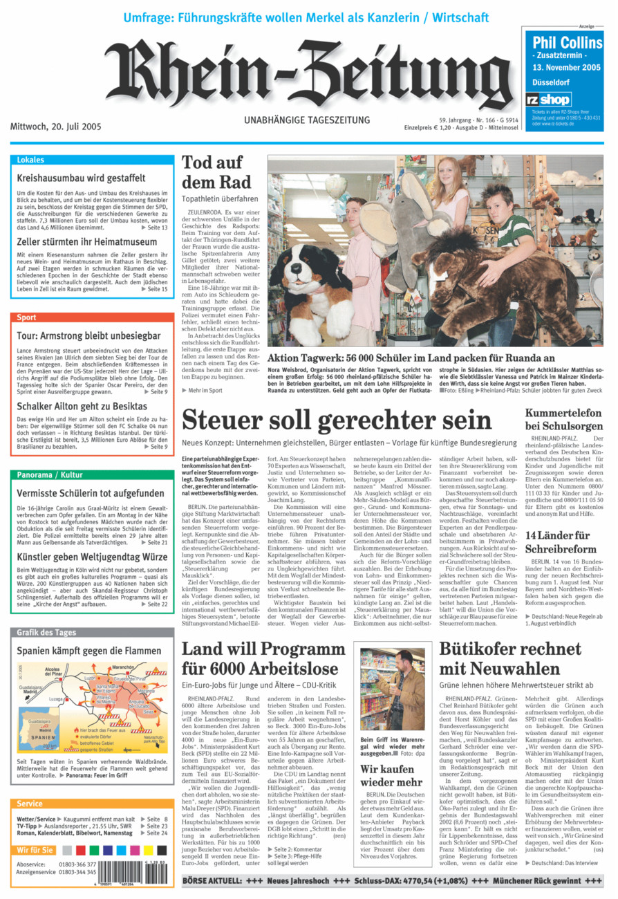 Rhein-Zeitung Kreis Cochem-Zell vom Mittwoch, 20.07.2005