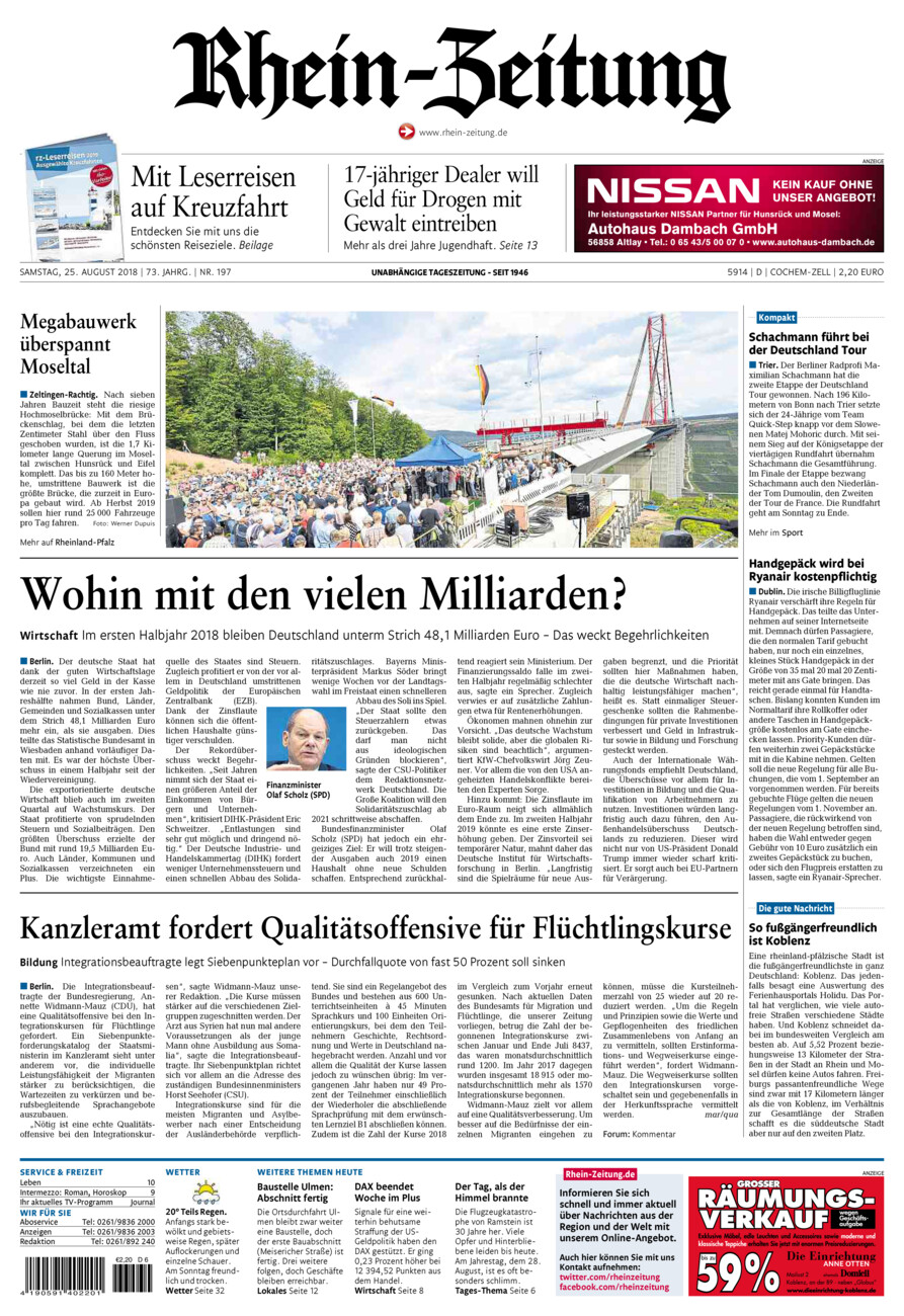 Rhein-Zeitung Kreis Cochem-Zell vom Samstag, 25.08.2018