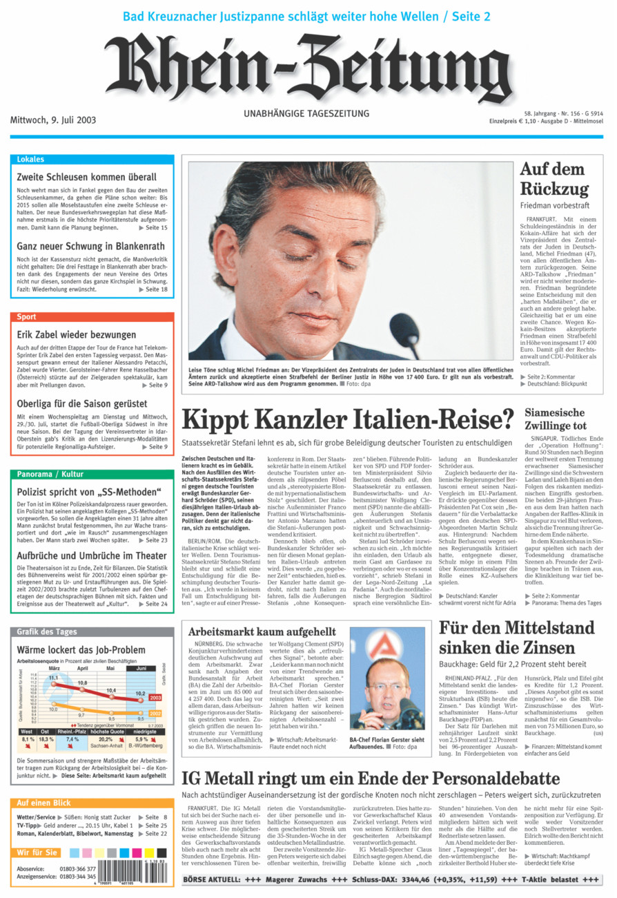 Rhein-Zeitung Kreis Cochem-Zell vom Mittwoch, 09.07.2003