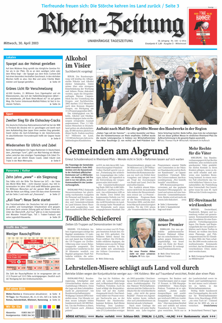 Rhein-Zeitung Kreis Cochem-Zell vom Mittwoch, 30.04.2003