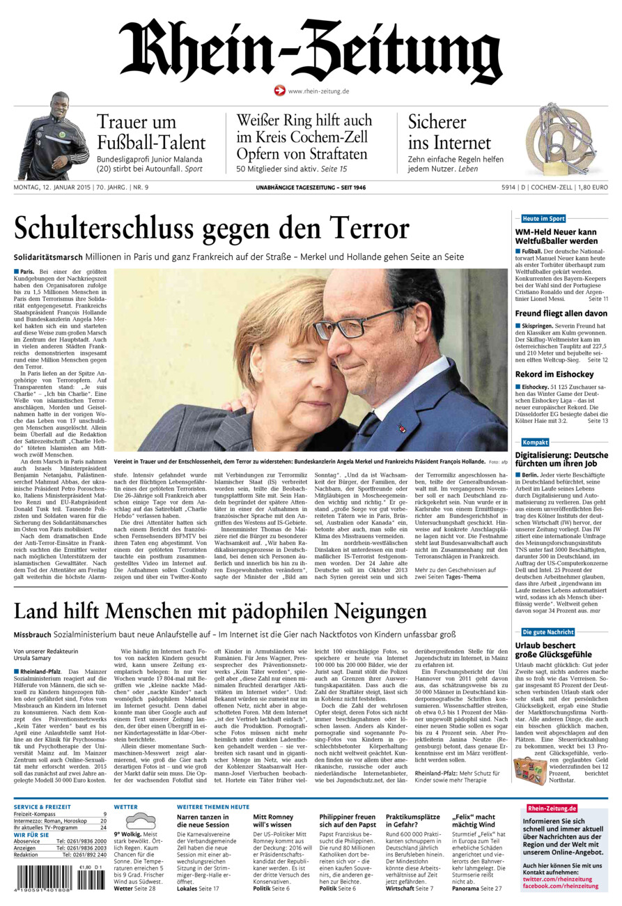 Rhein-Zeitung Kreis Cochem-Zell vom Montag, 12.01.2015