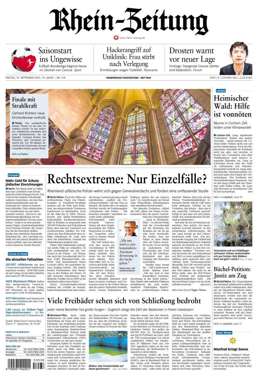 Rhein-Zeitung Kreis Cochem-Zell vom Freitag, 18.09.2020