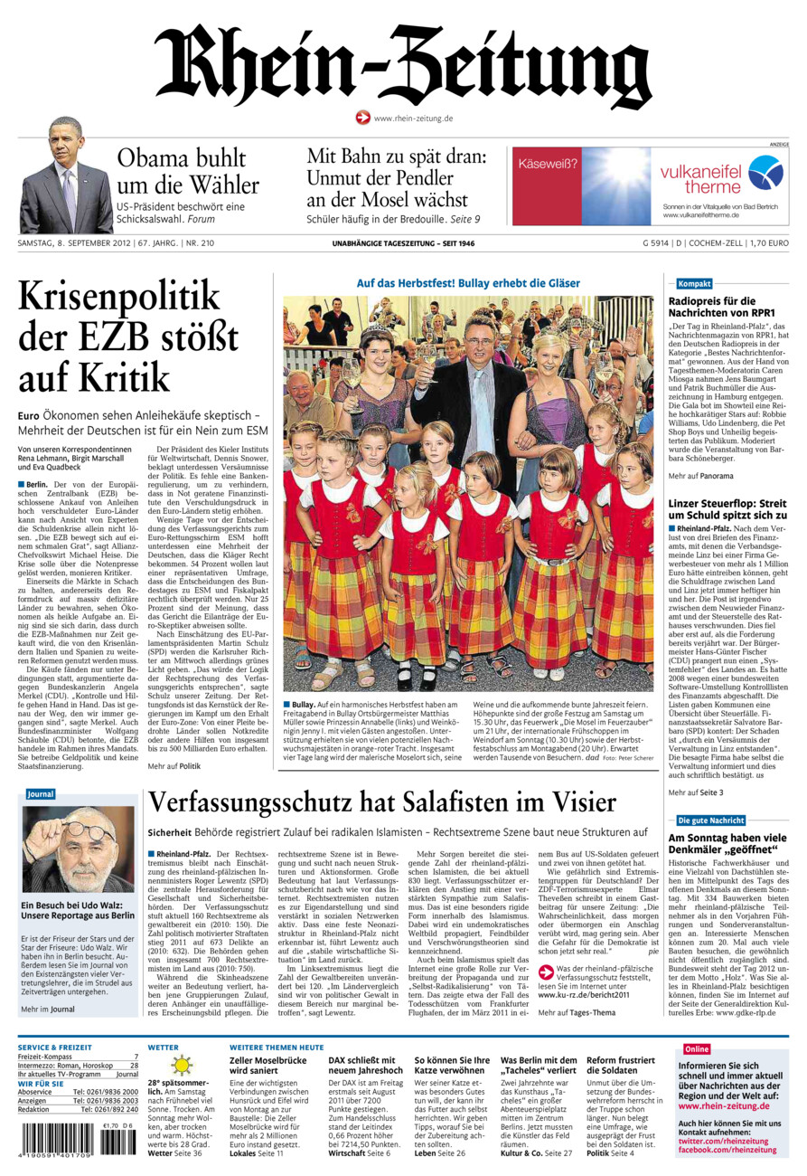 Rhein-Zeitung Kreis Cochem-Zell vom Samstag, 08.09.2012