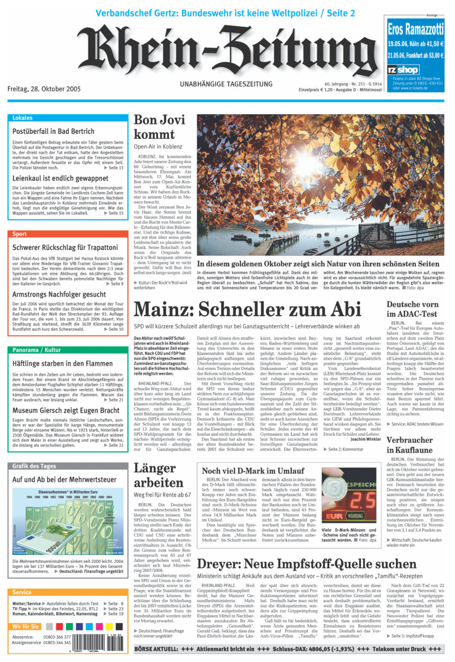 Rhein-Zeitung Kreis Cochem-Zell vom Freitag, 28.10.2005