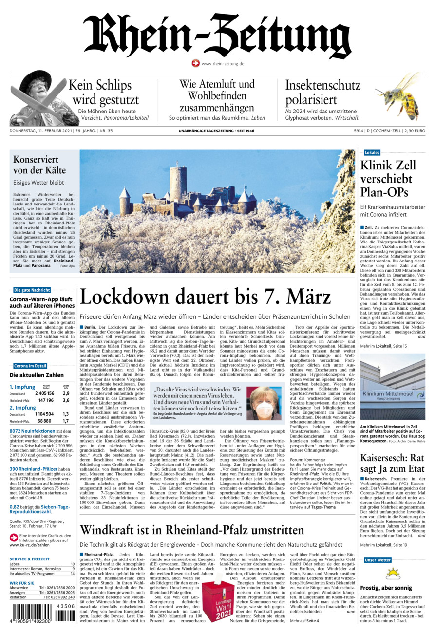 Rhein-Zeitung Kreis Cochem-Zell vom Donnerstag, 11.02.2021