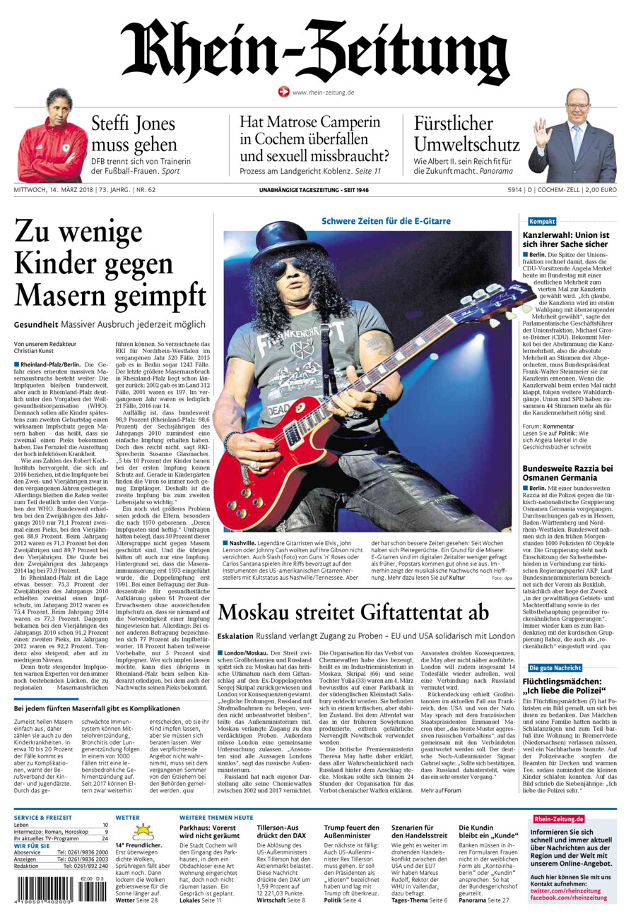 Rhein-Zeitung Kreis Cochem-Zell vom Mittwoch, 14.03.2018