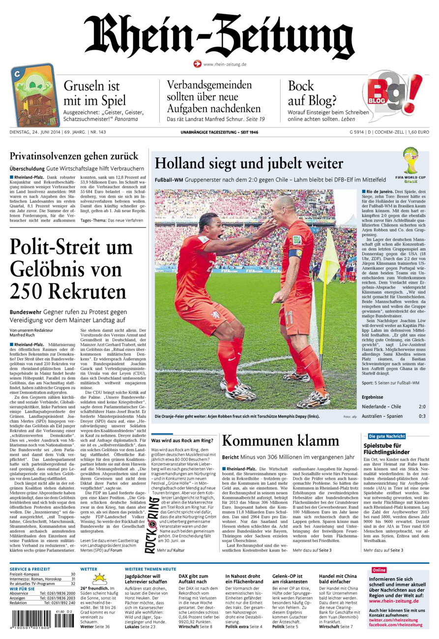 Rhein-Zeitung Kreis Cochem-Zell vom Dienstag, 24.06.2014