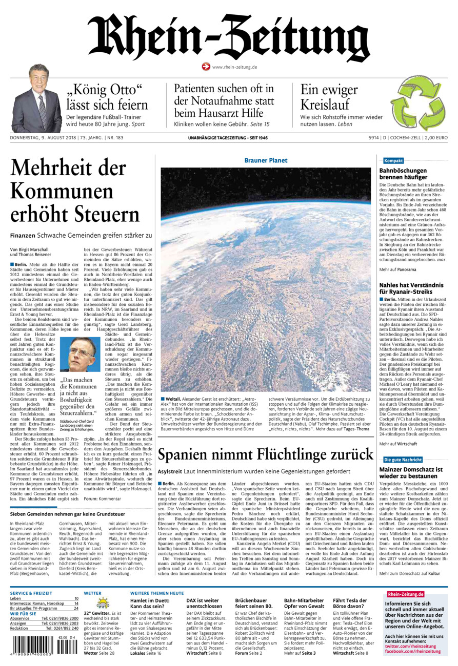 Rhein-Zeitung Kreis Cochem-Zell vom Donnerstag, 09.08.2018