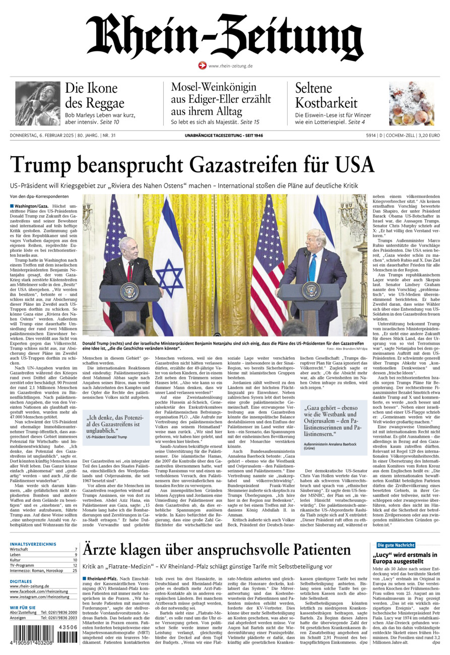 Rhein-Zeitung Kreis Cochem-Zell vom Donnerstag, 06.02.2025