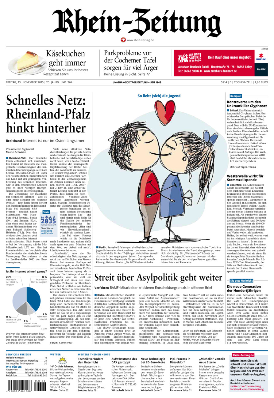 Rhein-Zeitung Kreis Cochem-Zell vom Freitag, 13.11.2015