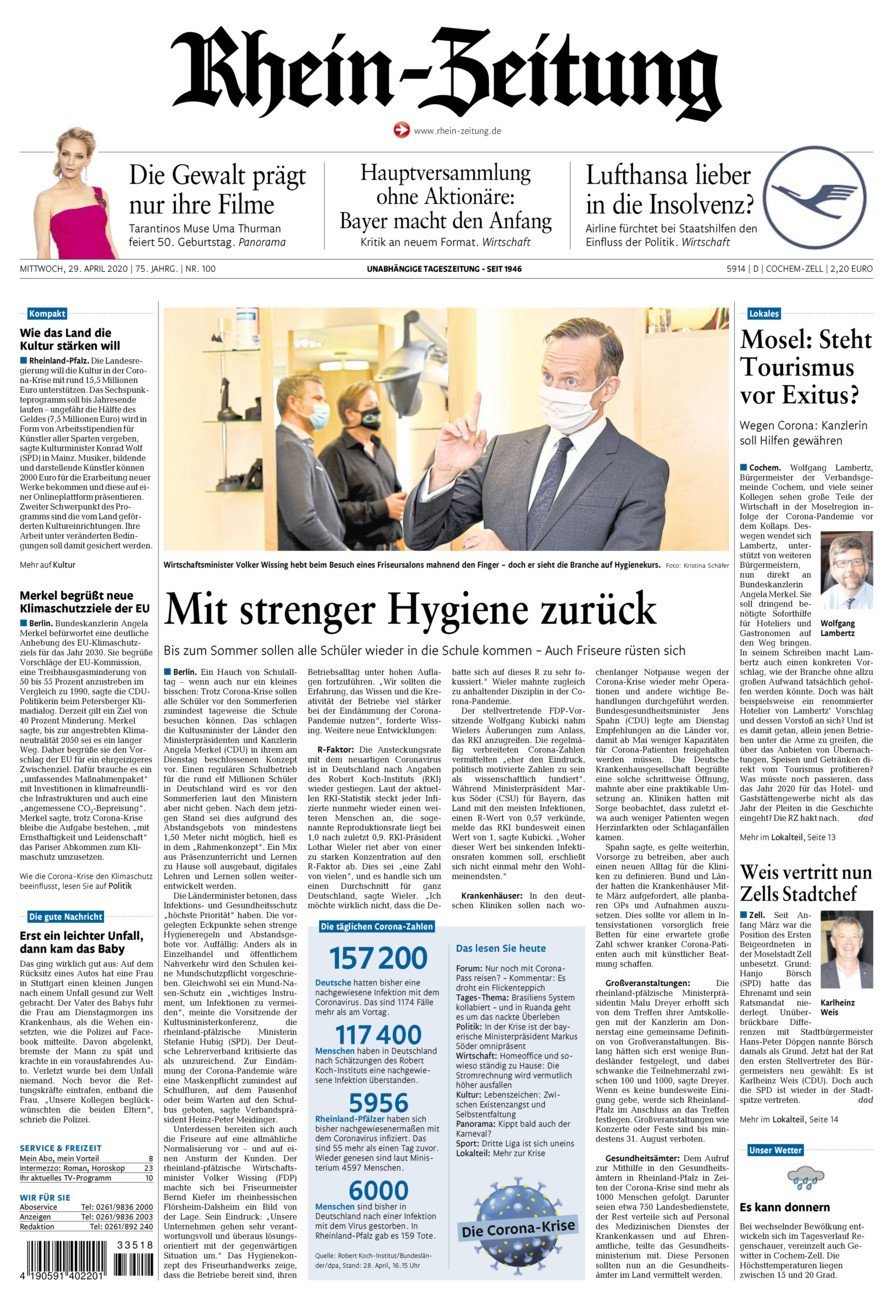 Rhein-Zeitung Kreis Cochem-Zell vom Mittwoch, 29.04.2020