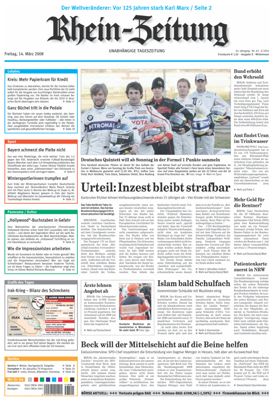 Rhein-Zeitung Kreis Cochem-Zell vom Freitag, 14.03.2008