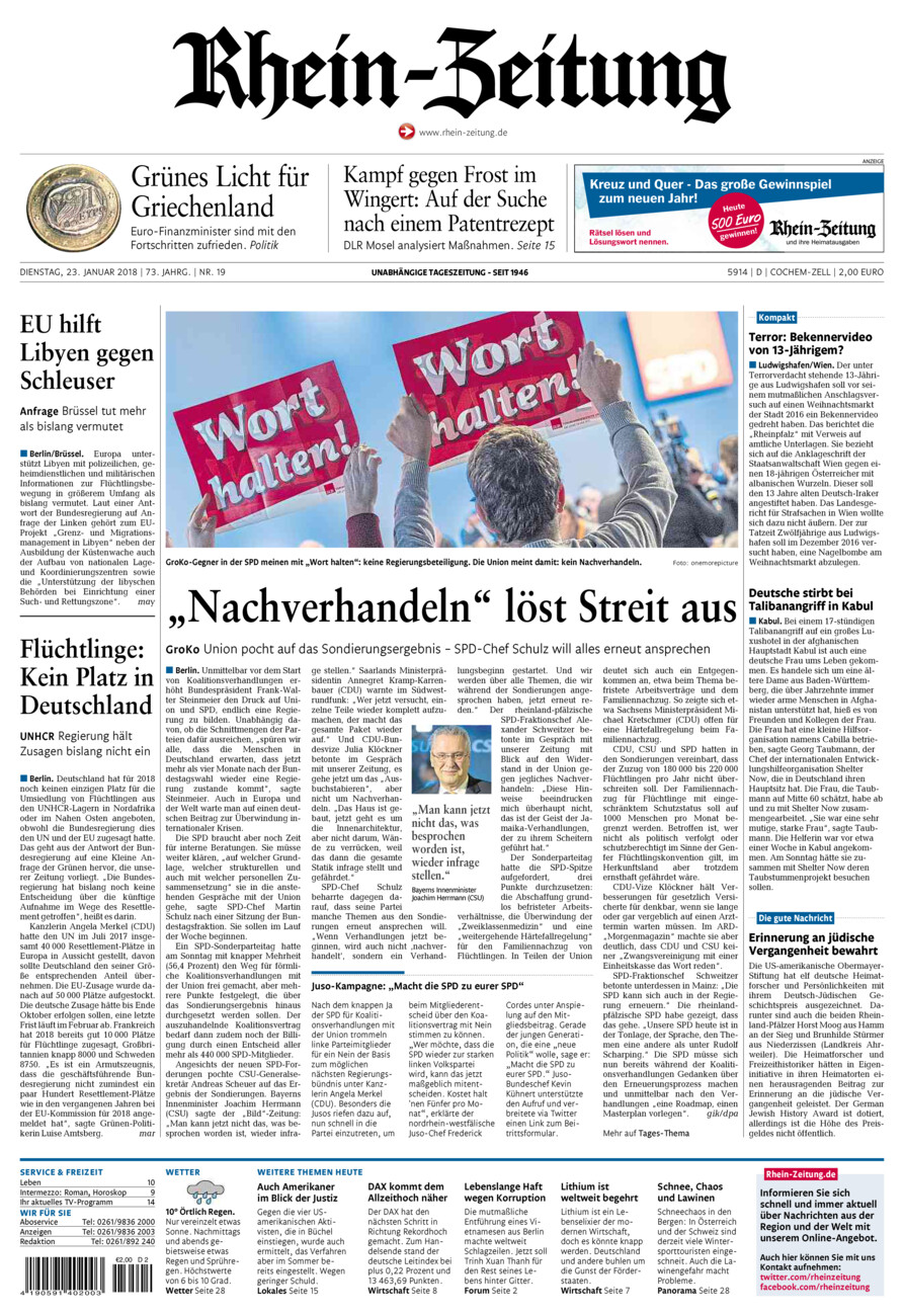 Rhein-Zeitung Kreis Cochem-Zell vom Dienstag, 23.01.2018