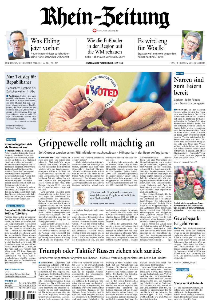 Rhein-Zeitung Kreis Cochem-Zell vom Donnerstag, 10.11.2022