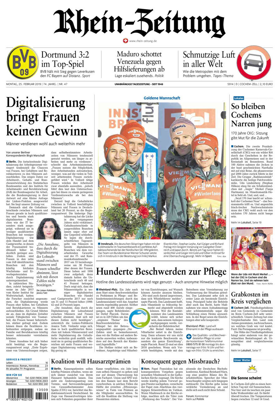 Rhein-Zeitung Kreis Cochem-Zell vom Montag, 25.02.2019