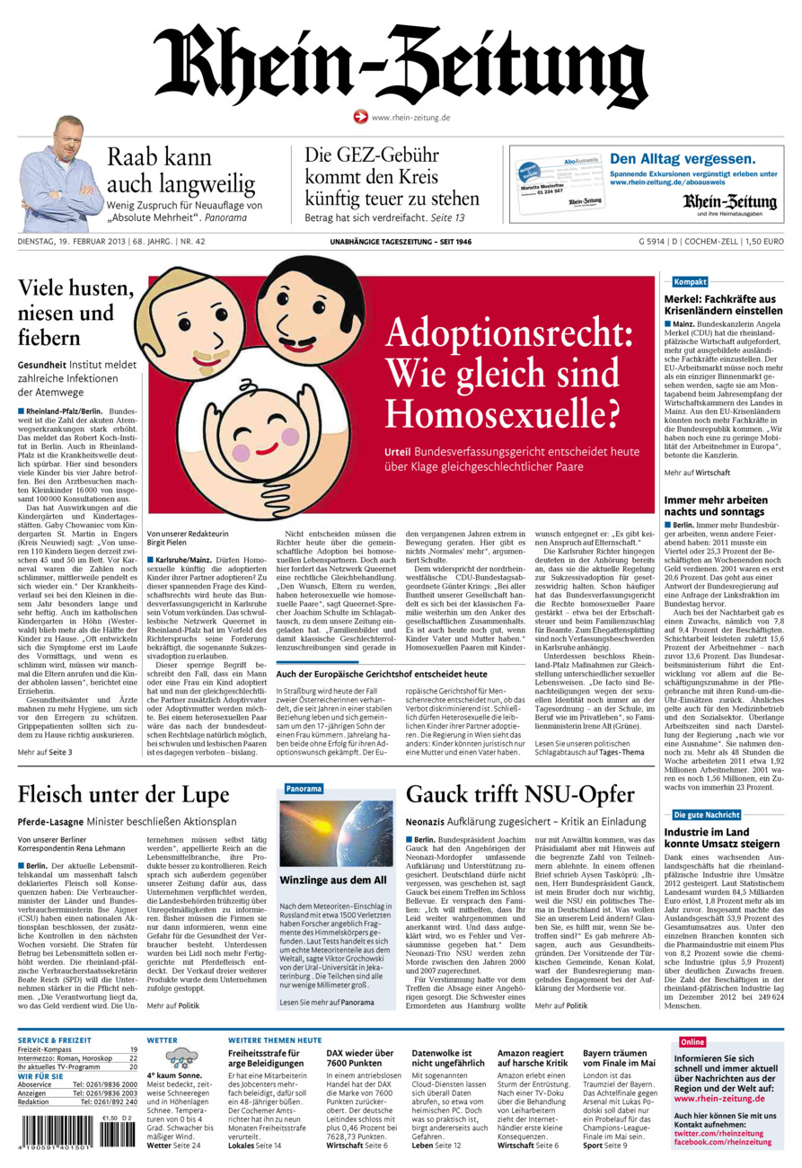 Rhein-Zeitung Kreis Cochem-Zell vom Dienstag, 19.02.2013