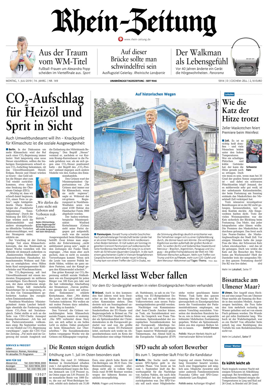 Rhein-Zeitung Kreis Cochem-Zell vom Montag, 01.07.2019