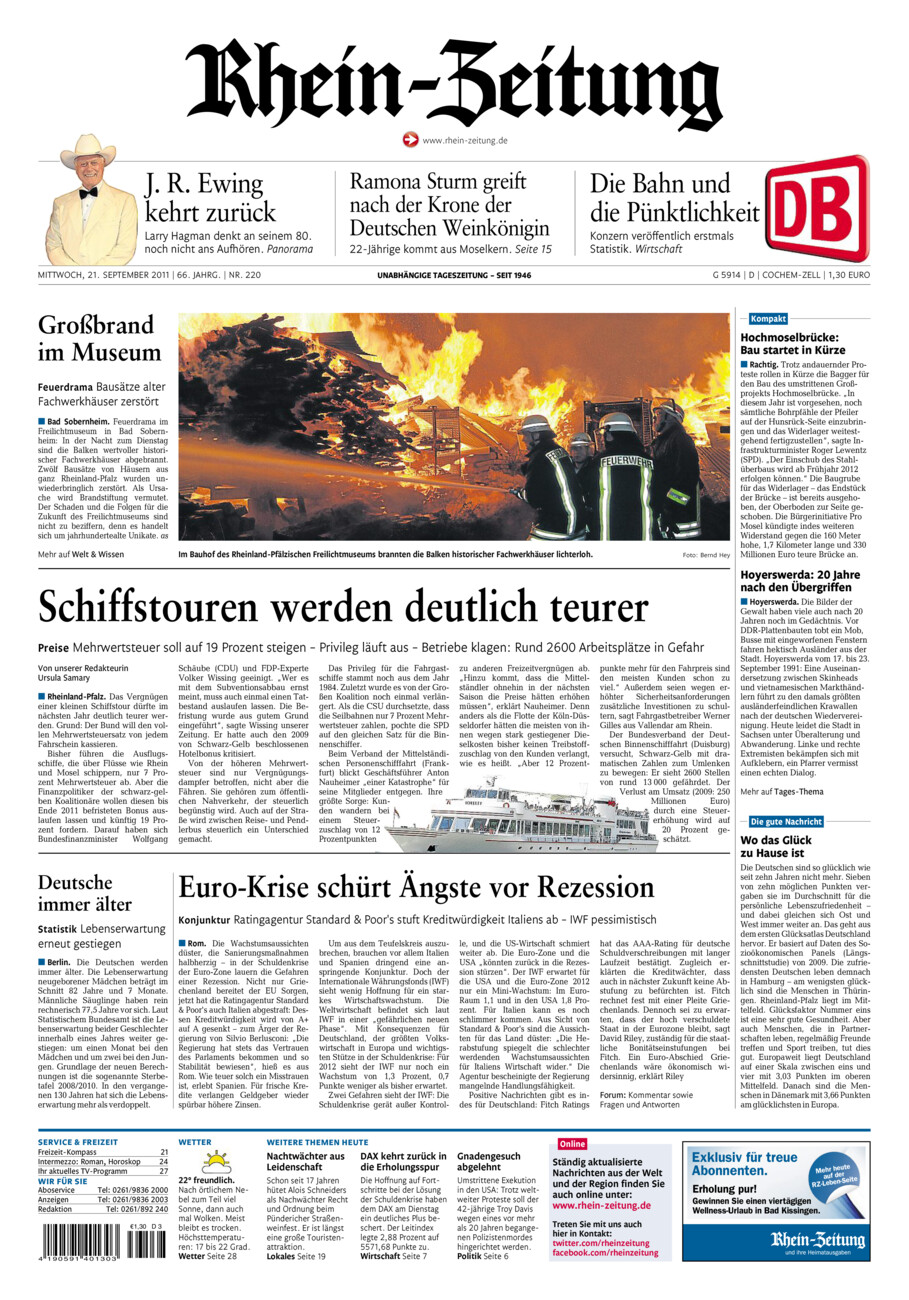 Rhein-Zeitung Kreis Cochem-Zell vom Mittwoch, 21.09.2011