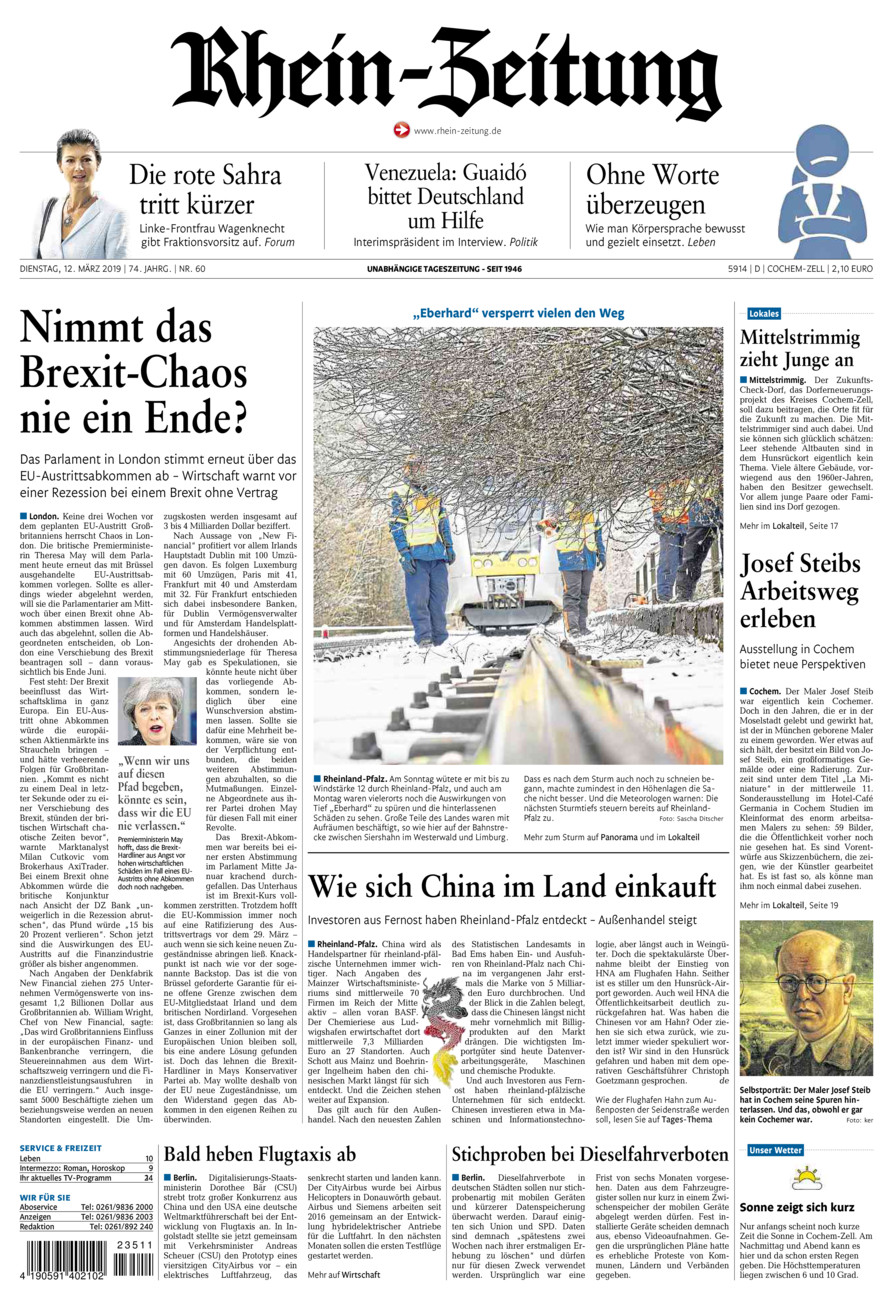 Rhein-Zeitung Kreis Cochem-Zell vom Dienstag, 12.03.2019