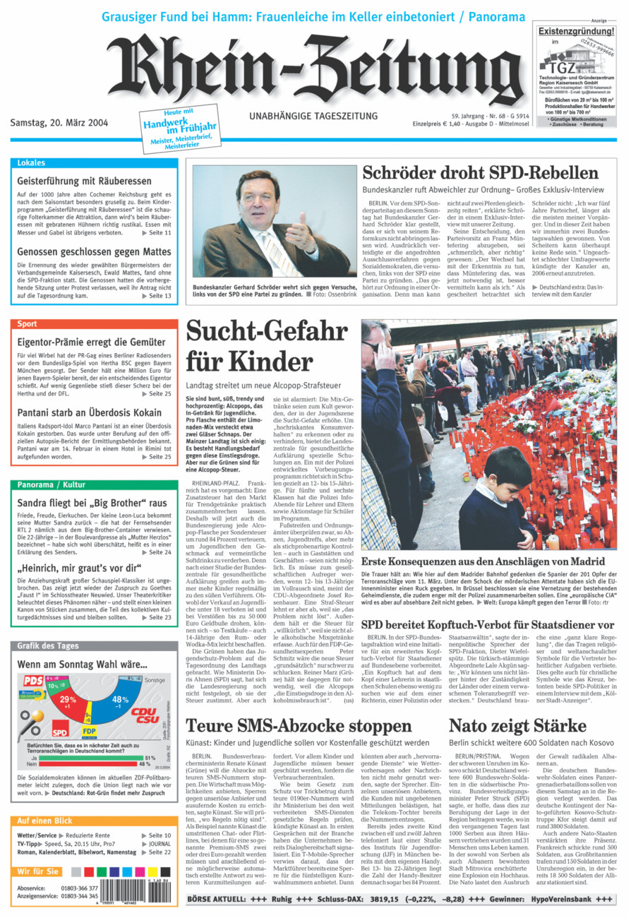 Rhein-Zeitung Kreis Cochem-Zell vom Samstag, 20.03.2004