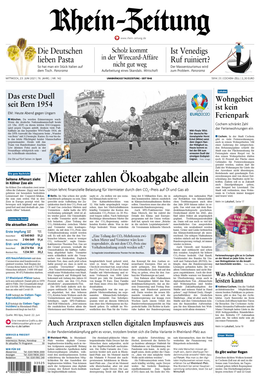 Rhein-Zeitung Kreis Cochem-Zell vom Mittwoch, 23.06.2021