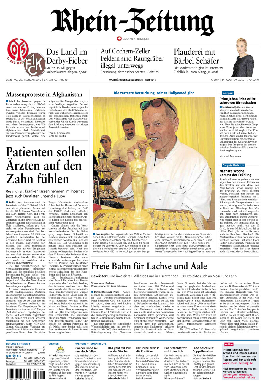 Rhein-Zeitung Kreis Cochem-Zell vom Samstag, 25.02.2012