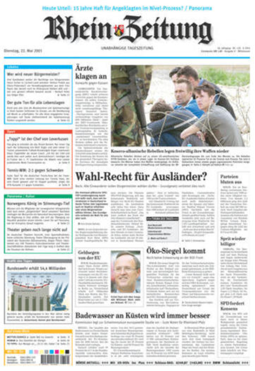 Rhein-Zeitung Kreis Cochem-Zell vom Dienstag, 22.05.2001