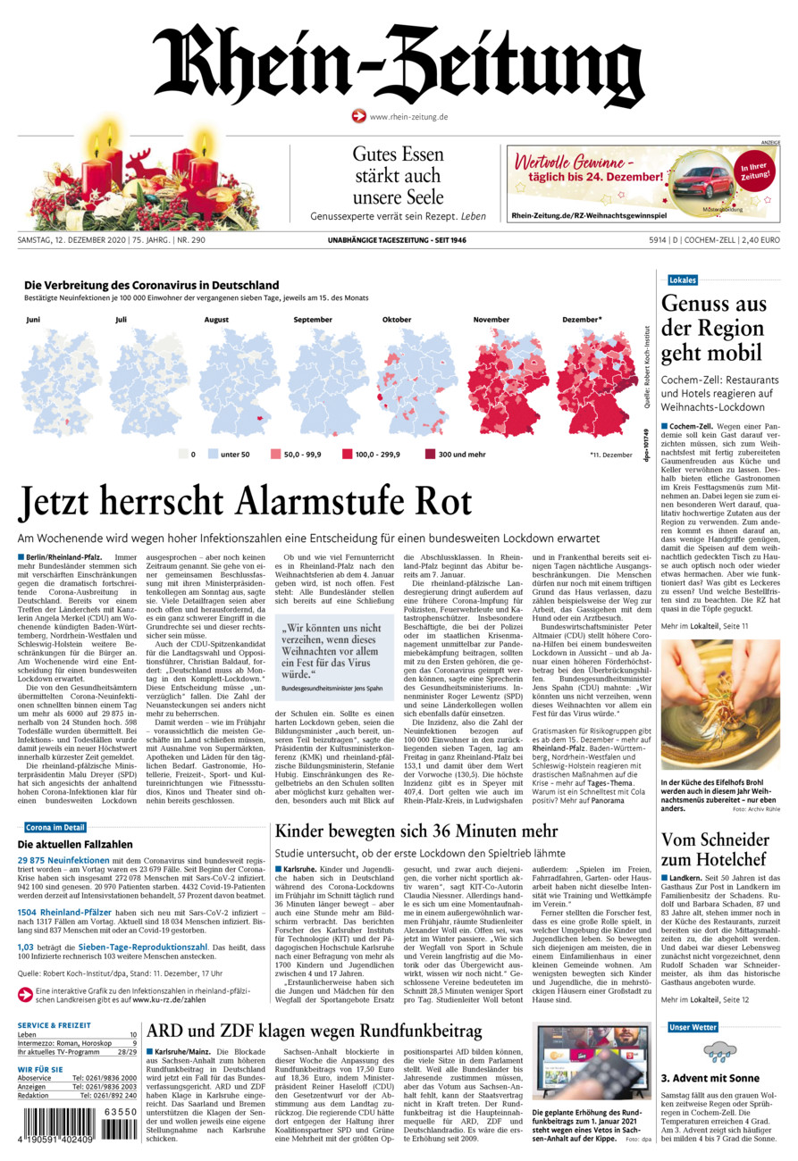 Rhein-Zeitung Kreis Cochem-Zell vom Samstag, 12.12.2020