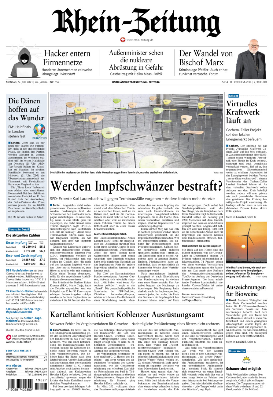 Rhein-Zeitung Kreis Cochem-Zell vom Montag, 05.07.2021