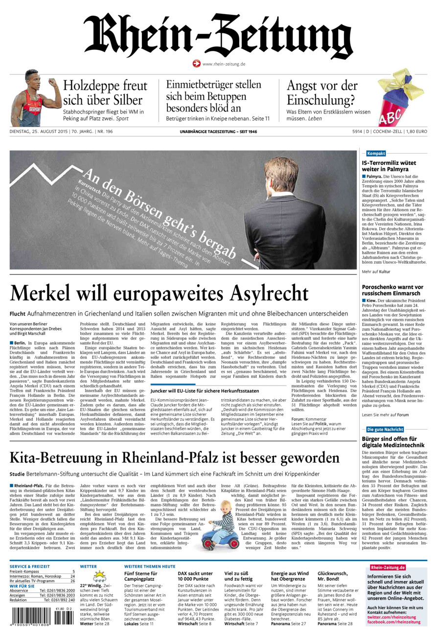 Rhein-Zeitung Kreis Cochem-Zell vom Dienstag, 25.08.2015