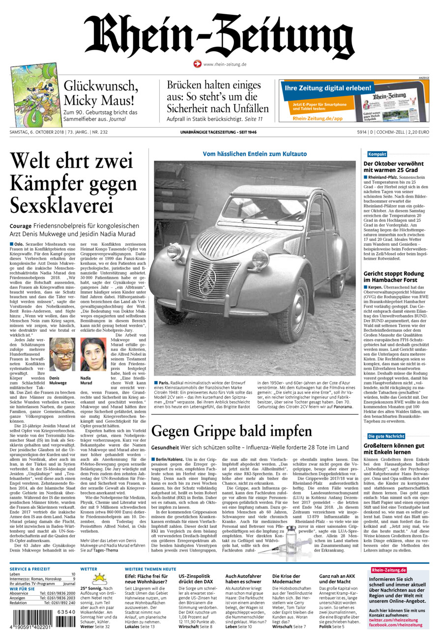Rhein-Zeitung Kreis Cochem-Zell vom Samstag, 06.10.2018