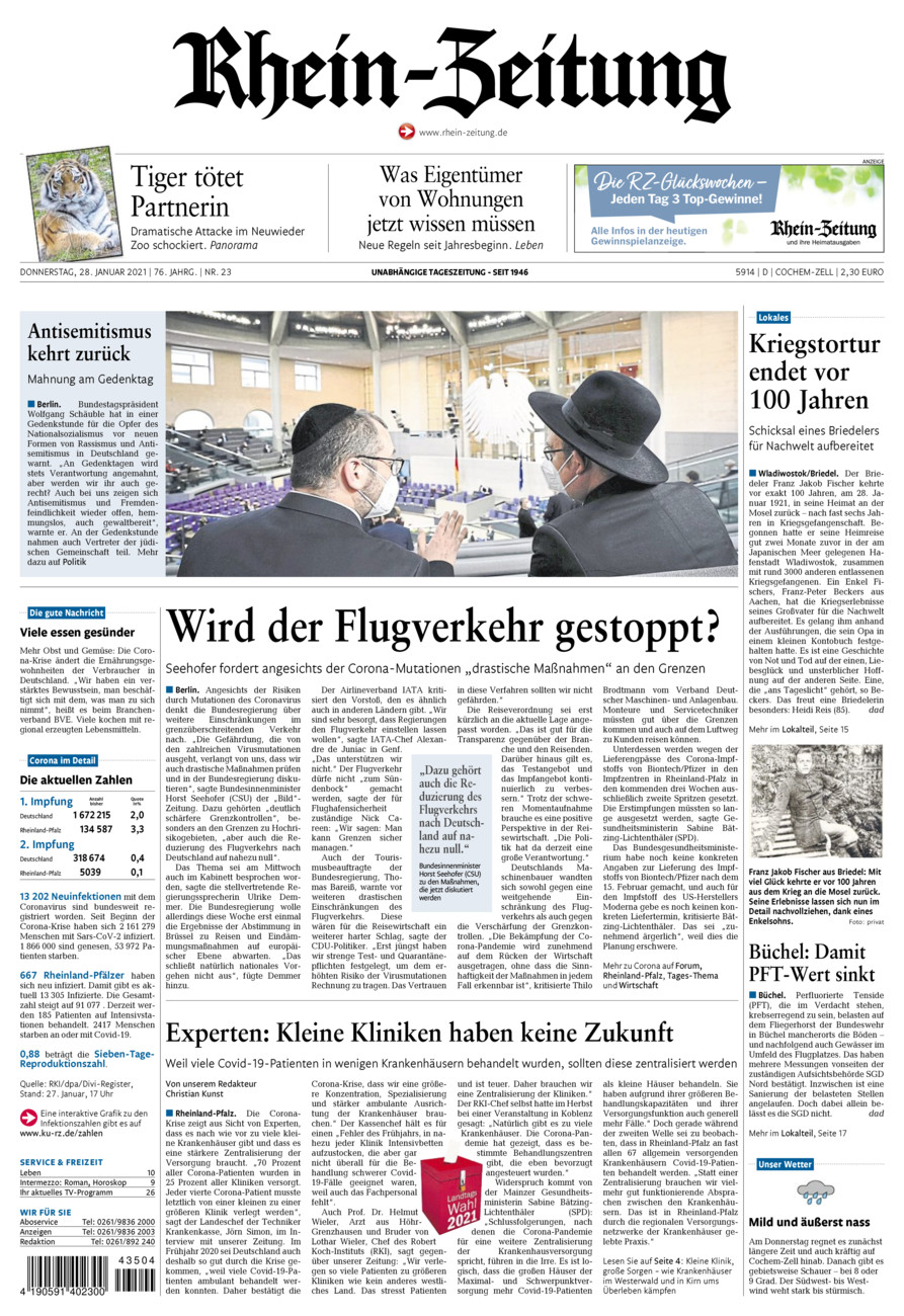 Rhein-Zeitung Kreis Cochem-Zell vom Donnerstag, 28.01.2021