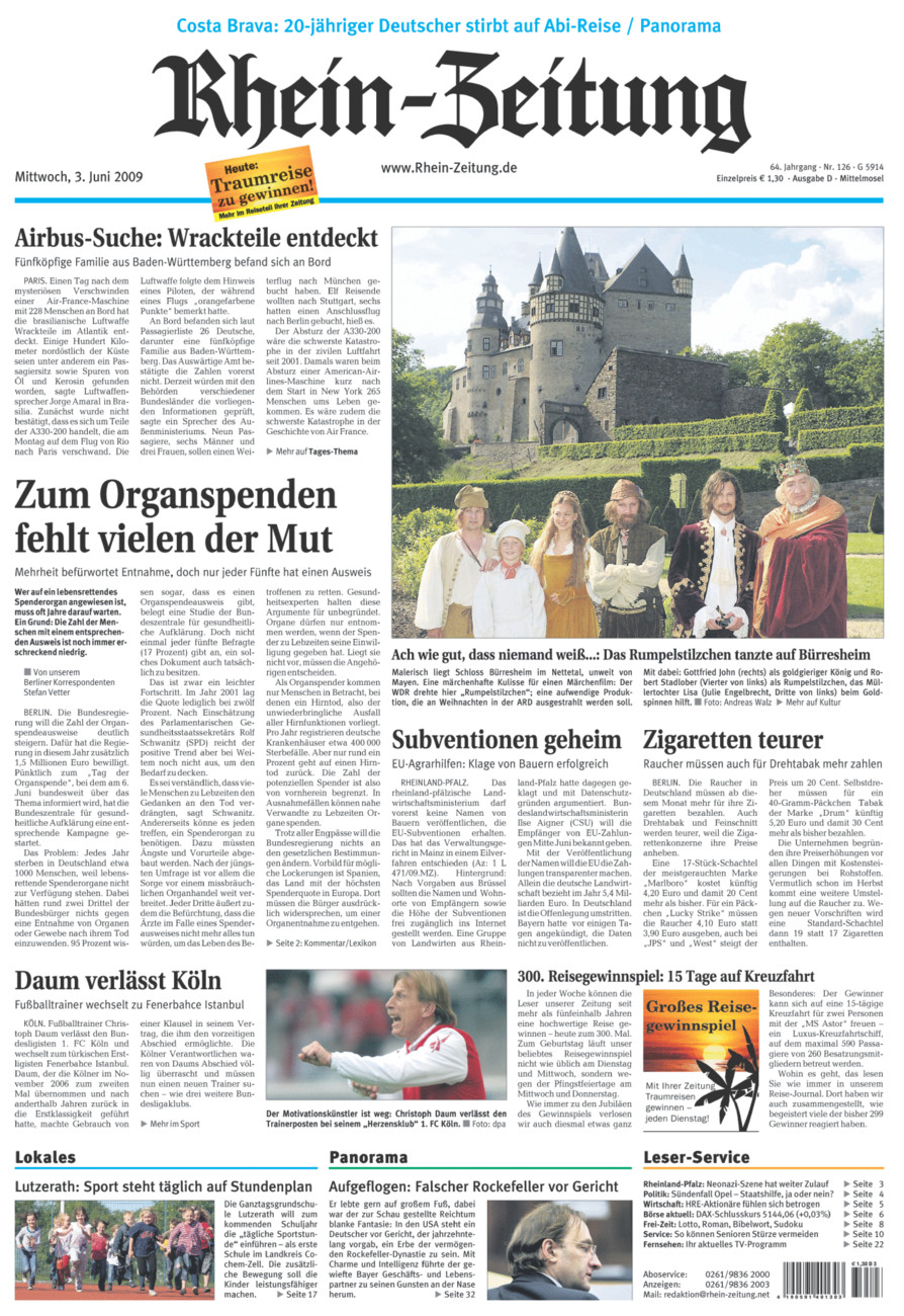 Rhein-Zeitung Kreis Cochem-Zell vom Mittwoch, 03.06.2009