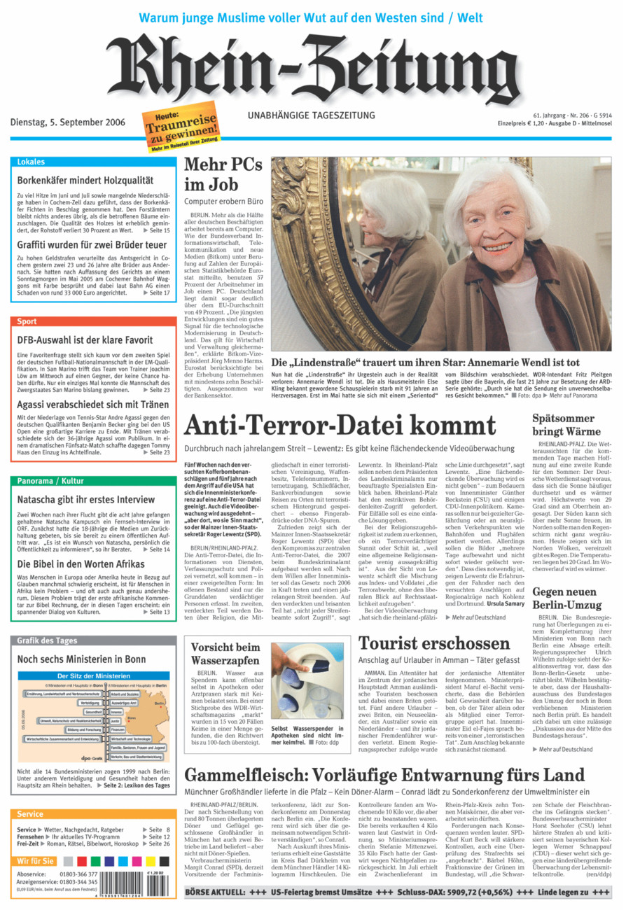 Rhein-Zeitung Kreis Cochem-Zell vom Dienstag, 05.09.2006