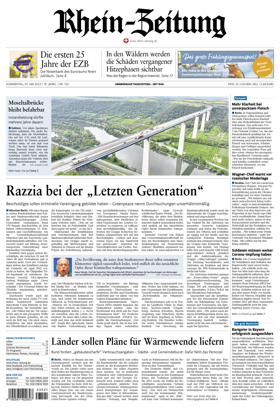 Rhein-Zeitung Kreis Cochem-Zell vom Donnerstag, 25.05.2023