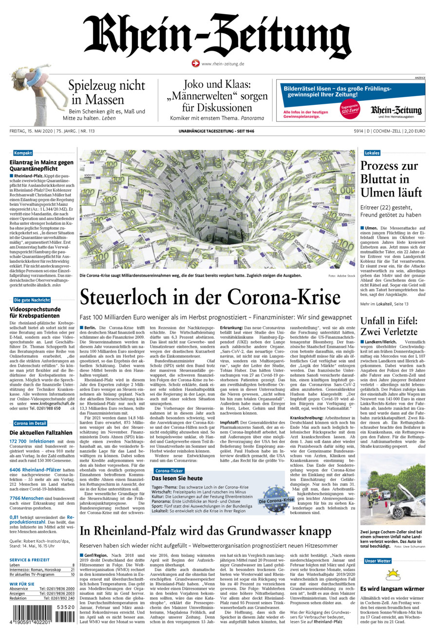Rhein-Zeitung Kreis Cochem-Zell vom Freitag, 15.05.2020