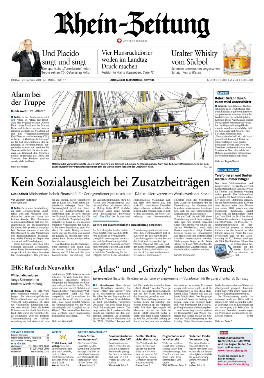 Rhein-Zeitung Kreis Cochem-Zell vom Freitag, 21.01.2011