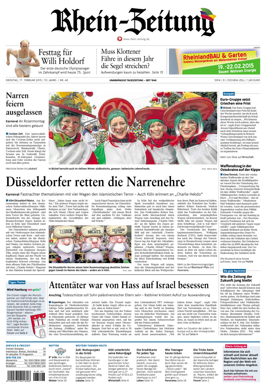 Rhein-Zeitung Kreis Cochem-Zell vom Dienstag, 17.02.2015