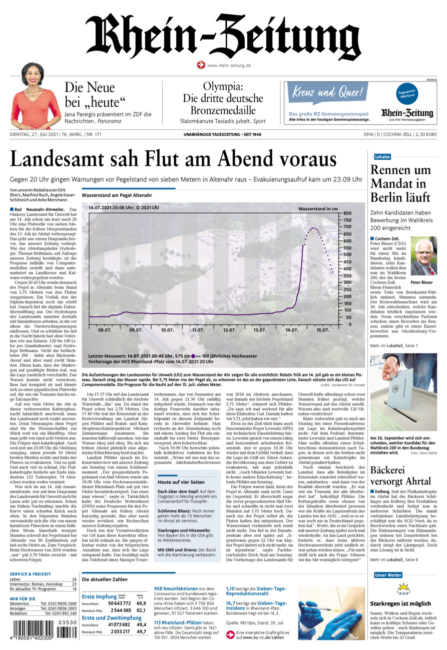 Rhein-Zeitung Kreis Cochem-Zell vom Dienstag, 27.07.2021
