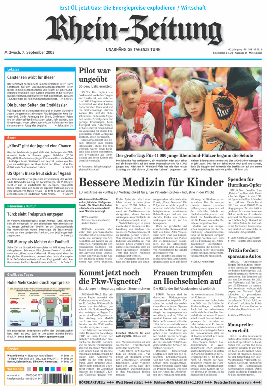 Rhein-Zeitung Kreis Cochem-Zell vom Mittwoch, 07.09.2005