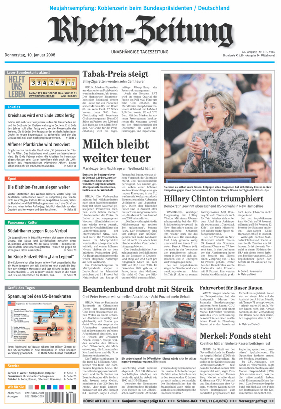 Rhein-Zeitung Kreis Cochem-Zell vom Donnerstag, 10.01.2008