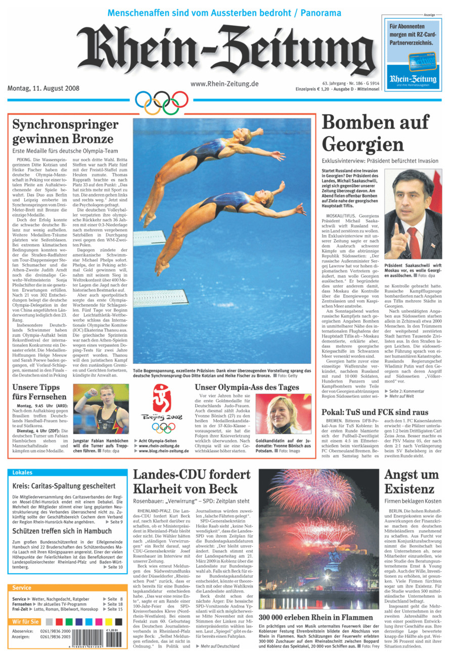 Rhein-Zeitung Kreis Cochem-Zell vom Montag, 11.08.2008