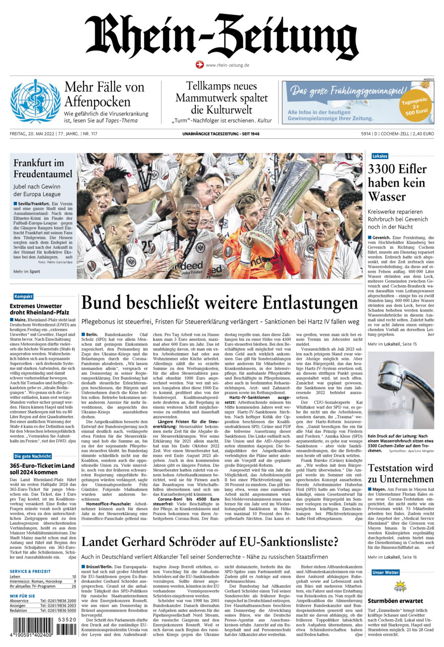 Rhein-Zeitung Kreis Cochem-Zell vom Freitag, 20.05.2022