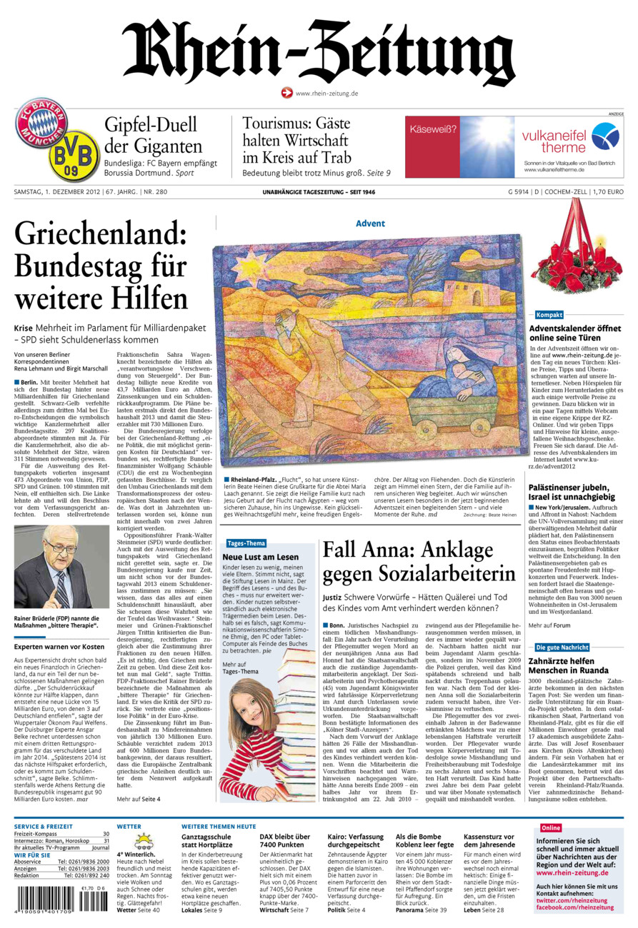 Rhein-Zeitung Kreis Cochem-Zell vom Samstag, 01.12.2012