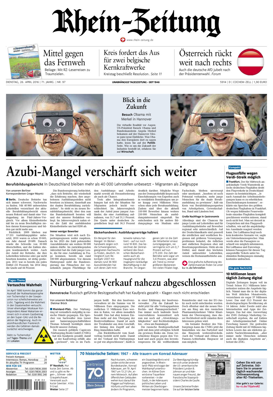 Rhein-Zeitung Kreis Cochem-Zell vom Dienstag, 26.04.2016