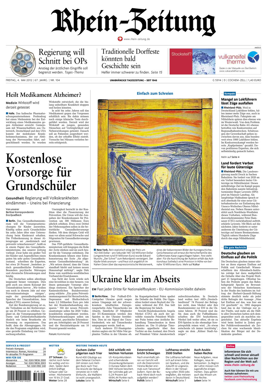 Rhein-Zeitung Kreis Cochem-Zell vom Freitag, 04.05.2012